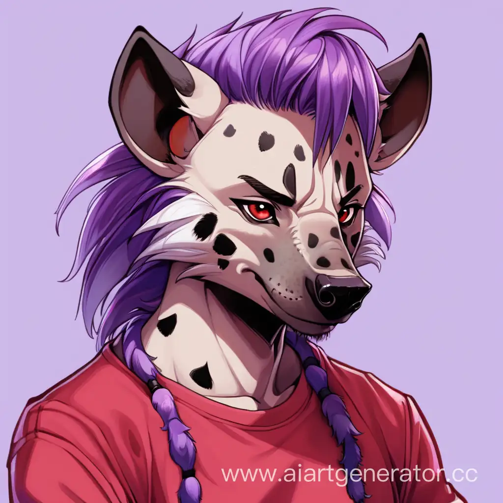 Colorful-Hyena-Character-with-Purple-Hair-and-Red-TShirt