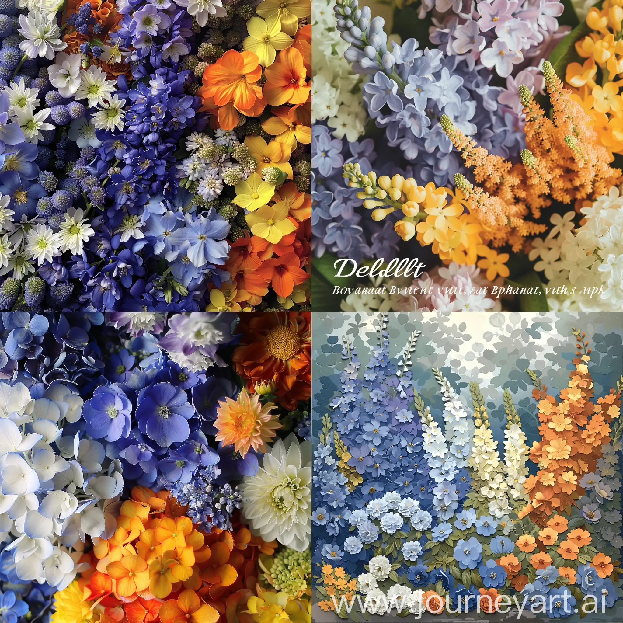 Delft-Bouquet-Vibrant-Indigo-Blue-Soft-Lilac-and-Sunset-Orange-Floral-Harmony
