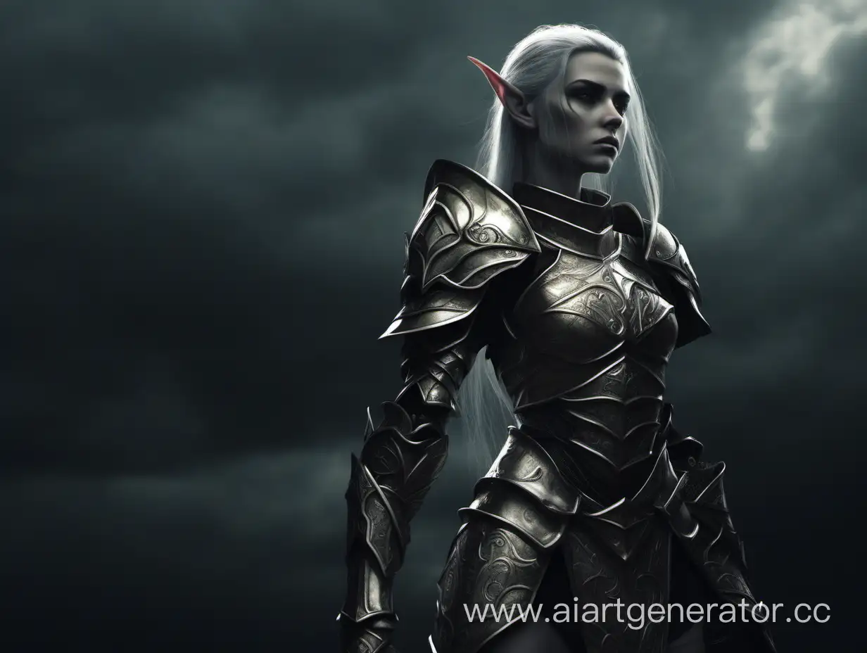 Mysterious-Elf-Girl-in-Intricate-Armor-Against-a-Shadowy-Backdrop