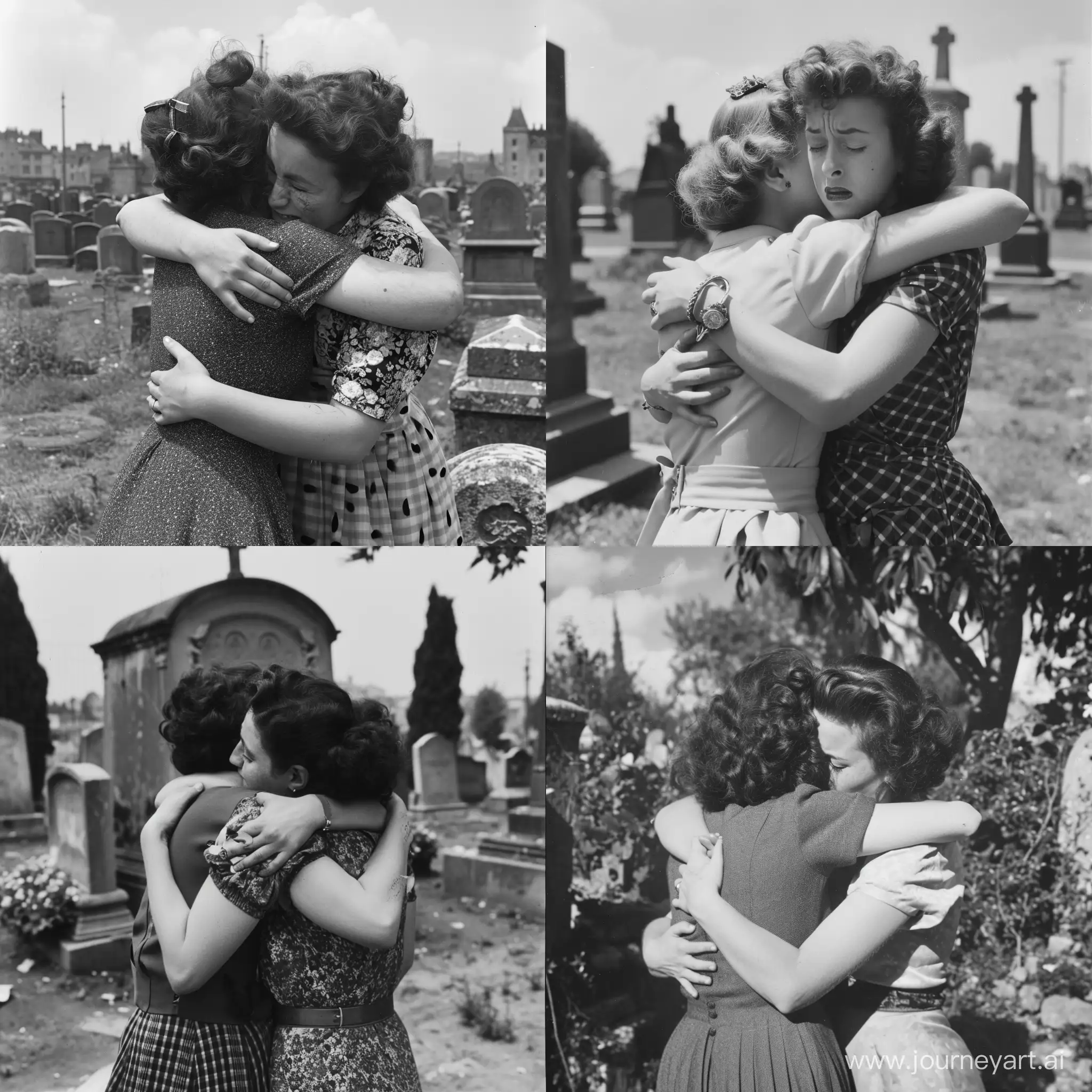 Emotional 1950s Lesbian Couple In French Countryside Cemetery Journeyart 
