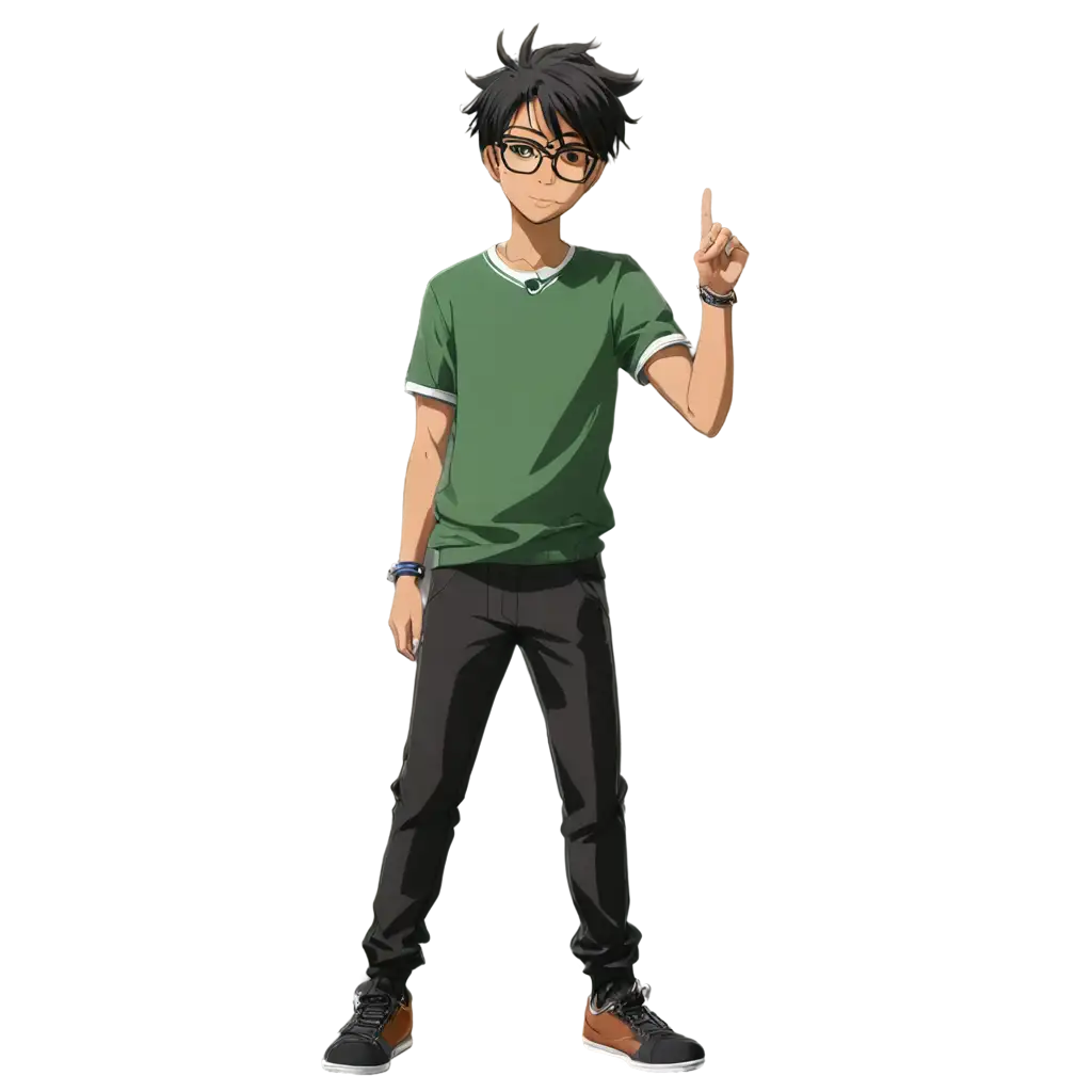 black anime boy with glasses