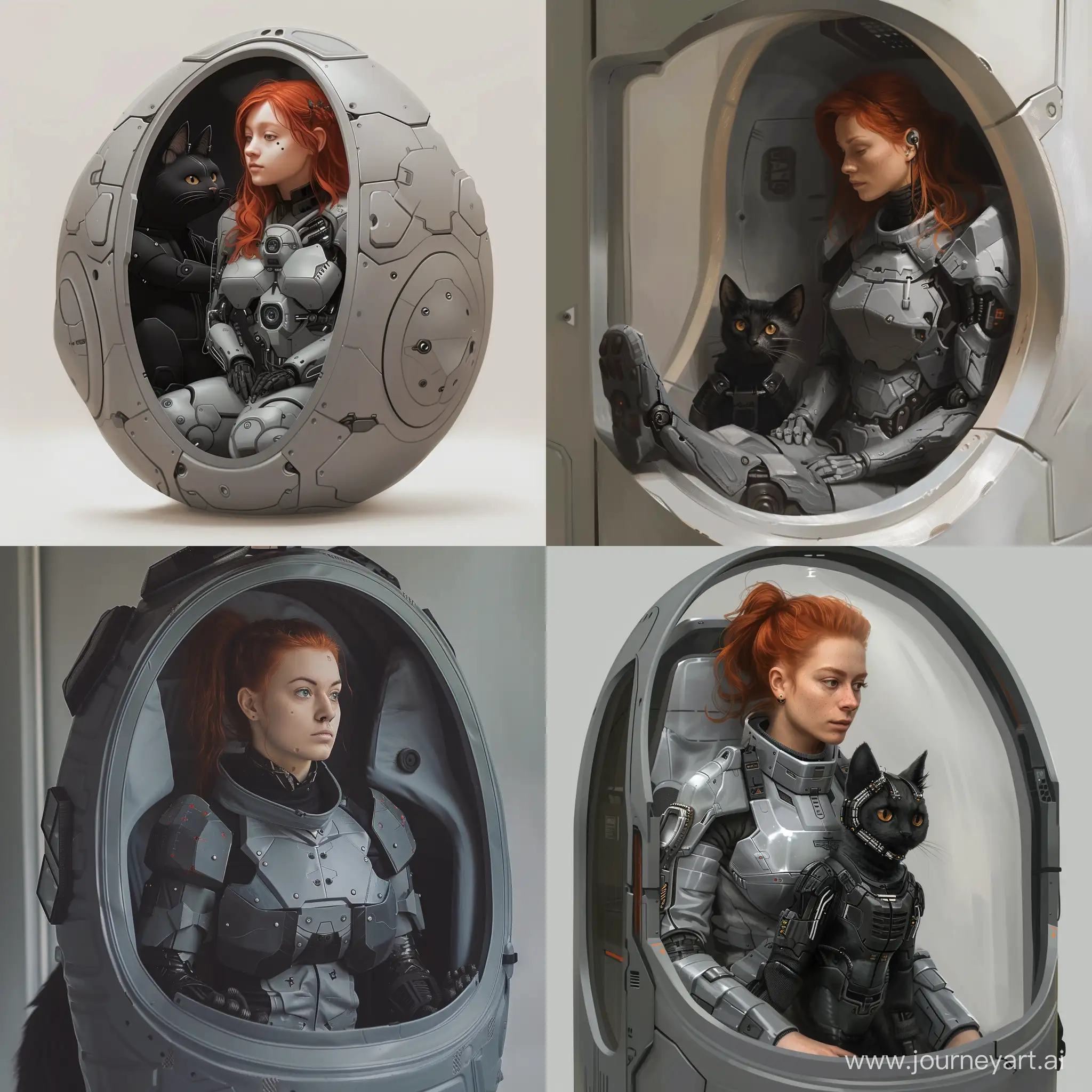 RedHaired-Woman-in-Bionic-Armor-with-Cybernetic-Cat-Companion