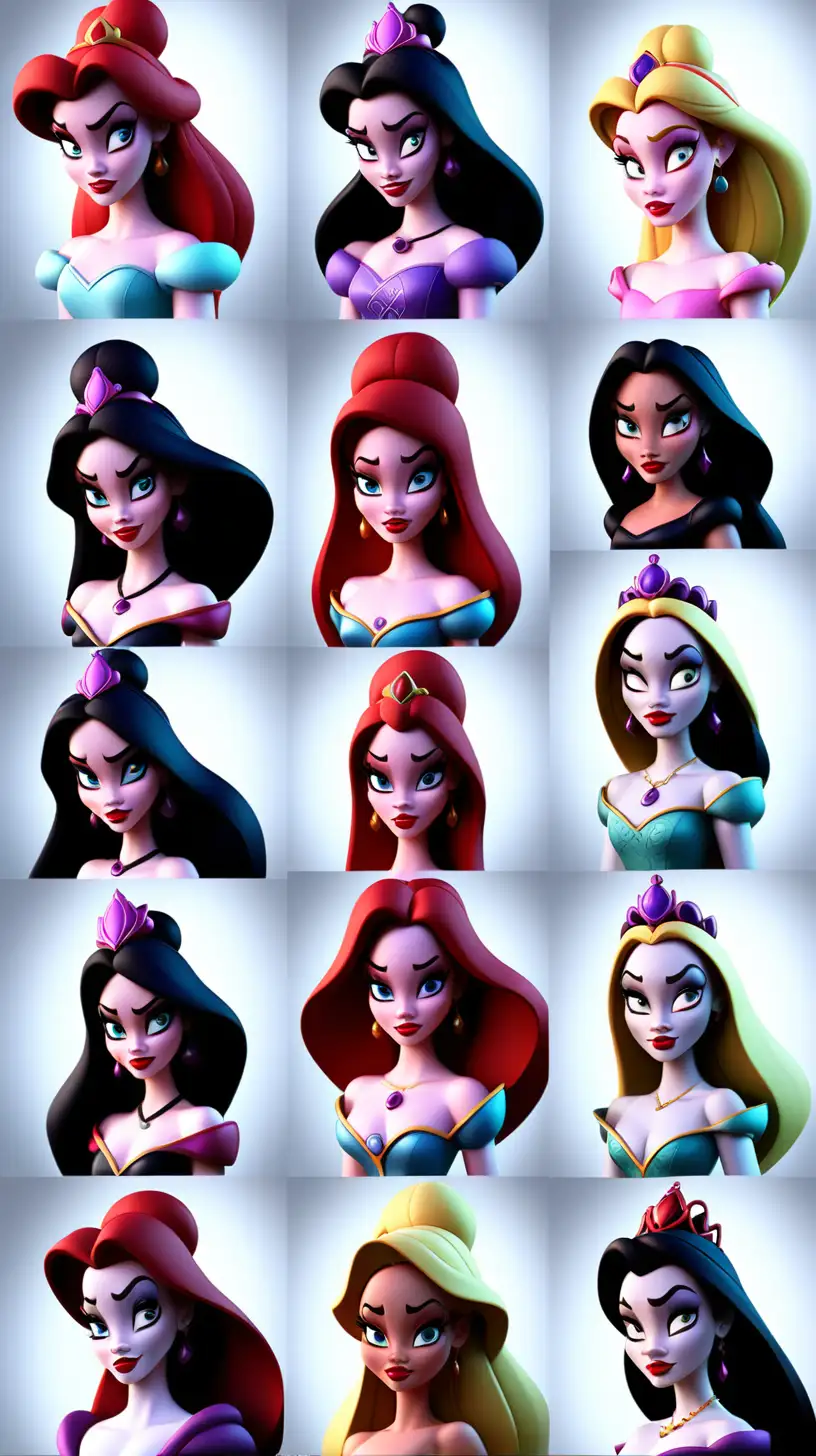 All of the 3d Disney Princesses as Villains
