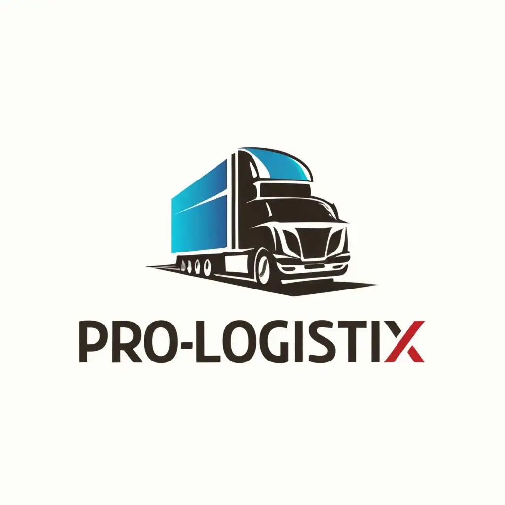 a logo design,with the text "Pro-Logistix", main symbol:Semitruck embedded with a P and X,Moderate,clear background