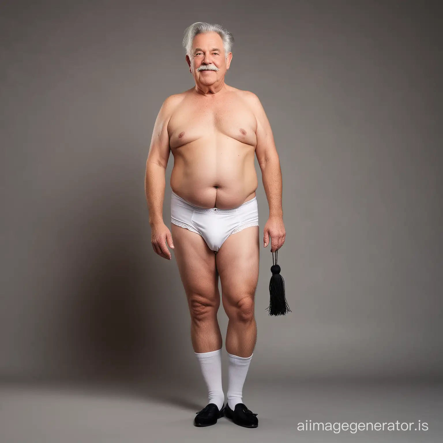 Elderly-Man-in-Dramatic-Lighting-and-Minimal-Attire-on-Cream-Background