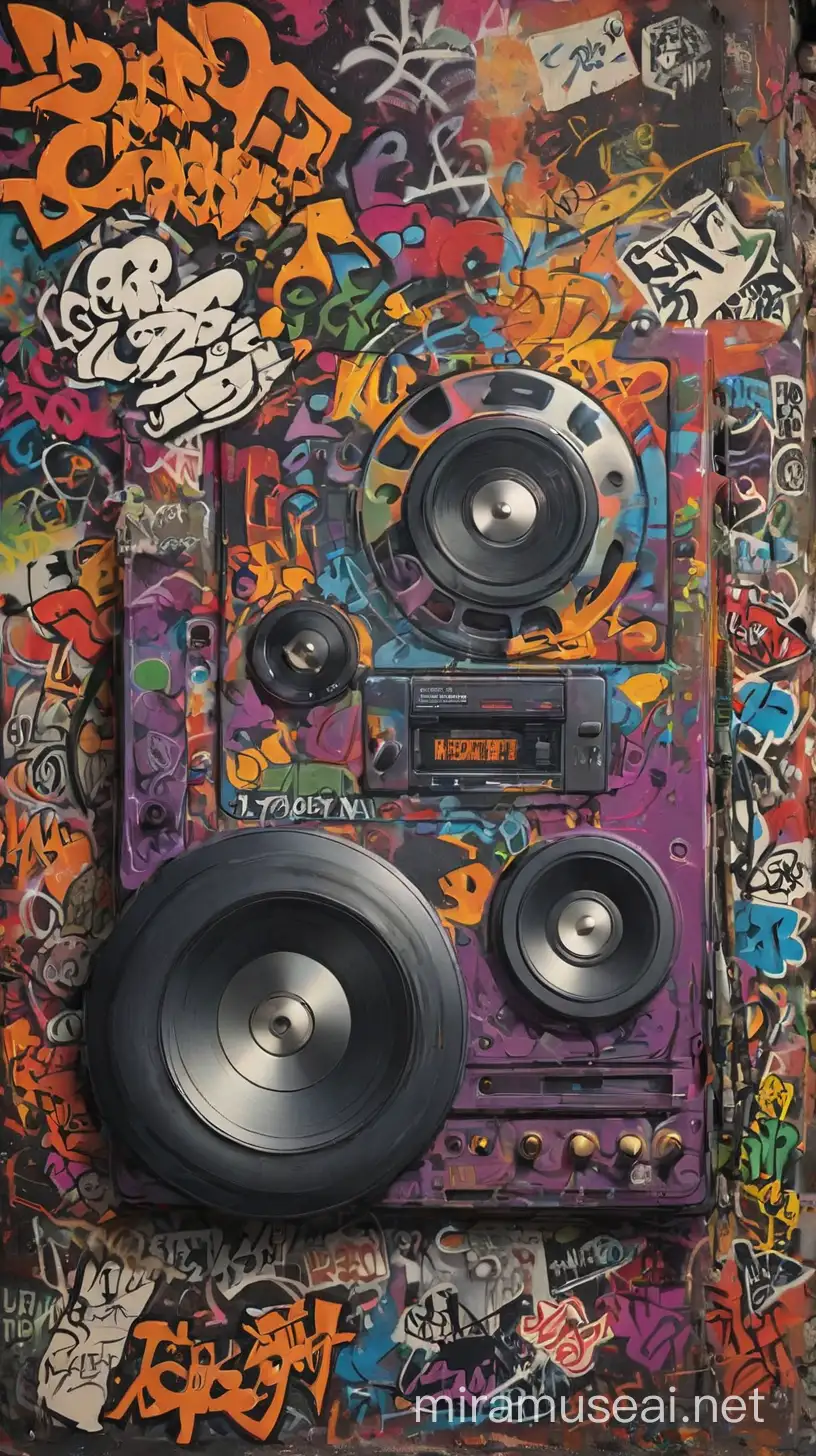 Vintage HipHop Graffiti CD Wallpaper Design