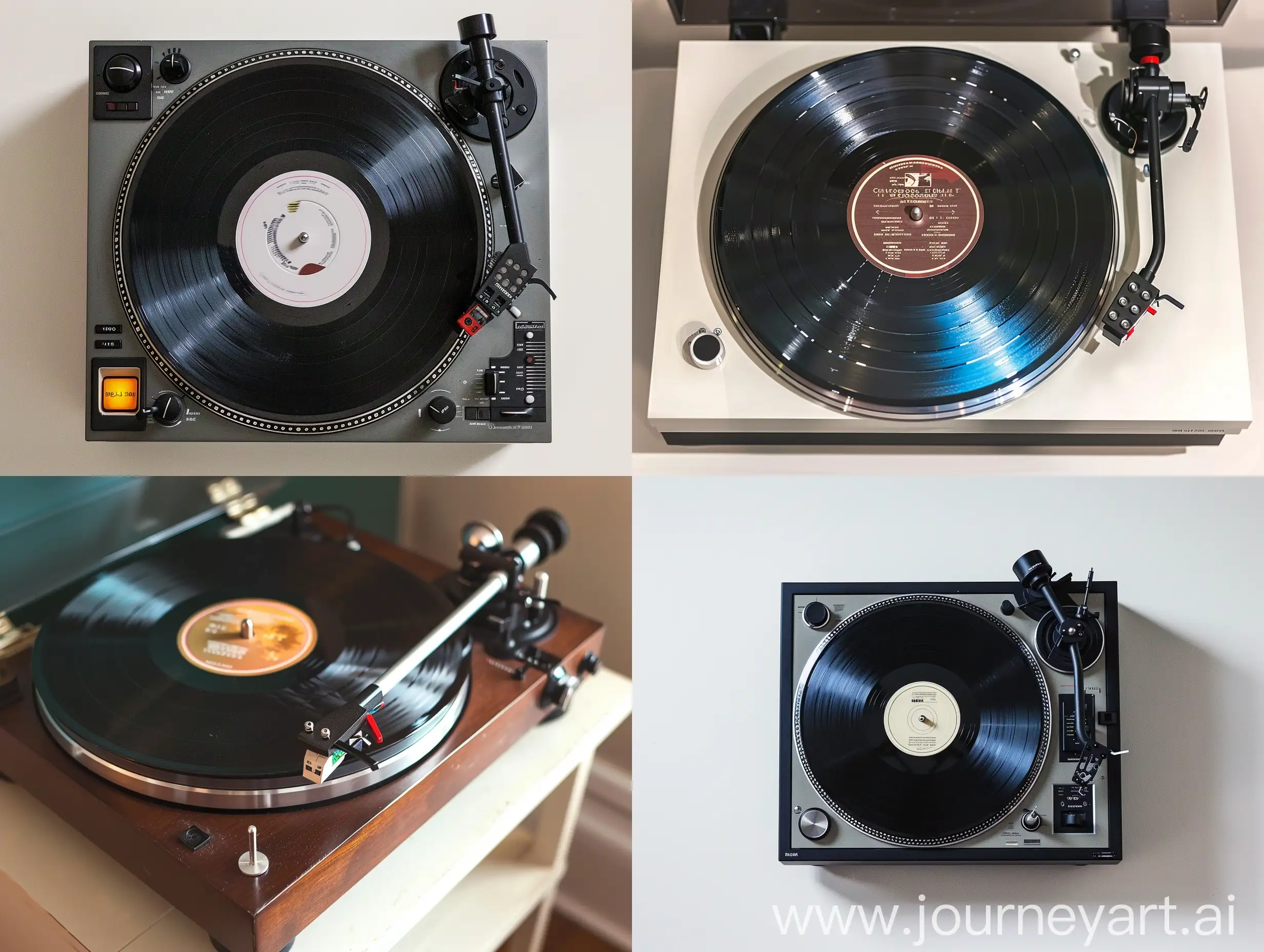 Vintage-Vinyl-Record-Player-Turntable-on-White-Background