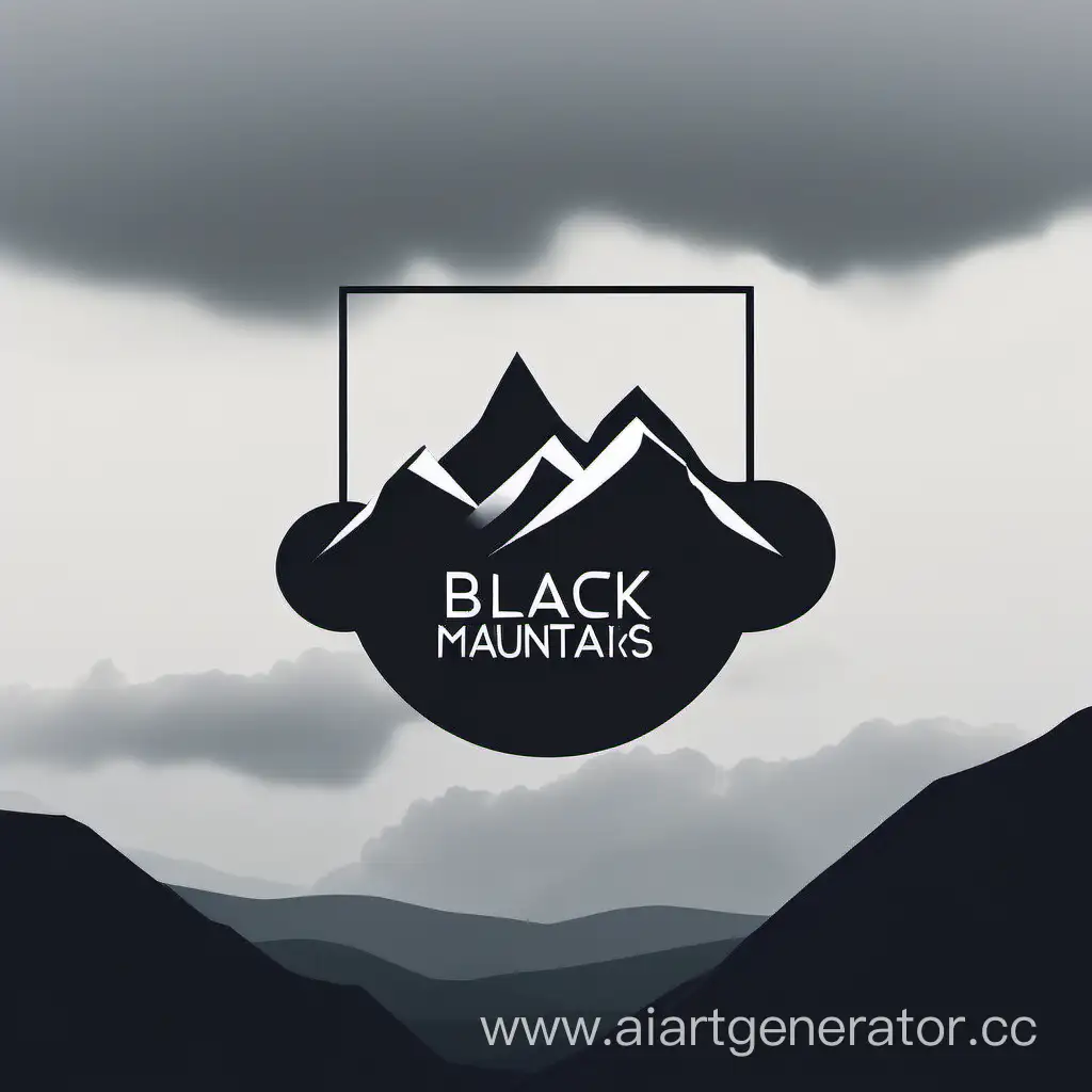 черные горы ,логотип, минимализм, облака в небе ,