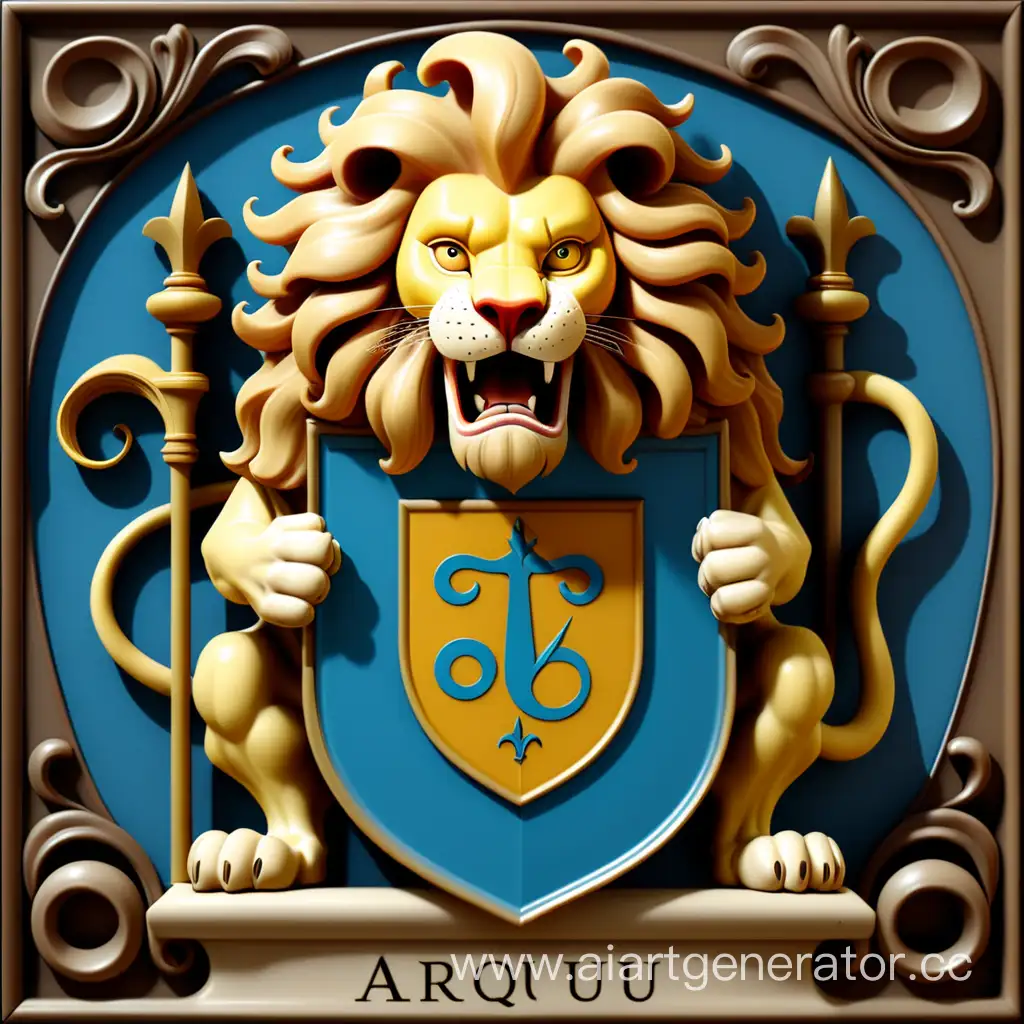 Герб семьи с изображением льва и водолея