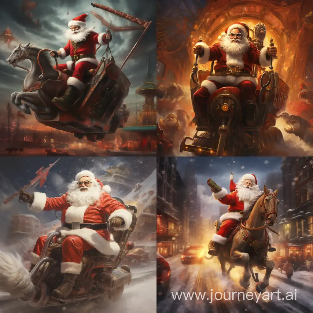 Santa-Riding-a-TSquare-Whimsical-Christmas-Art-with-Geometric-Flair