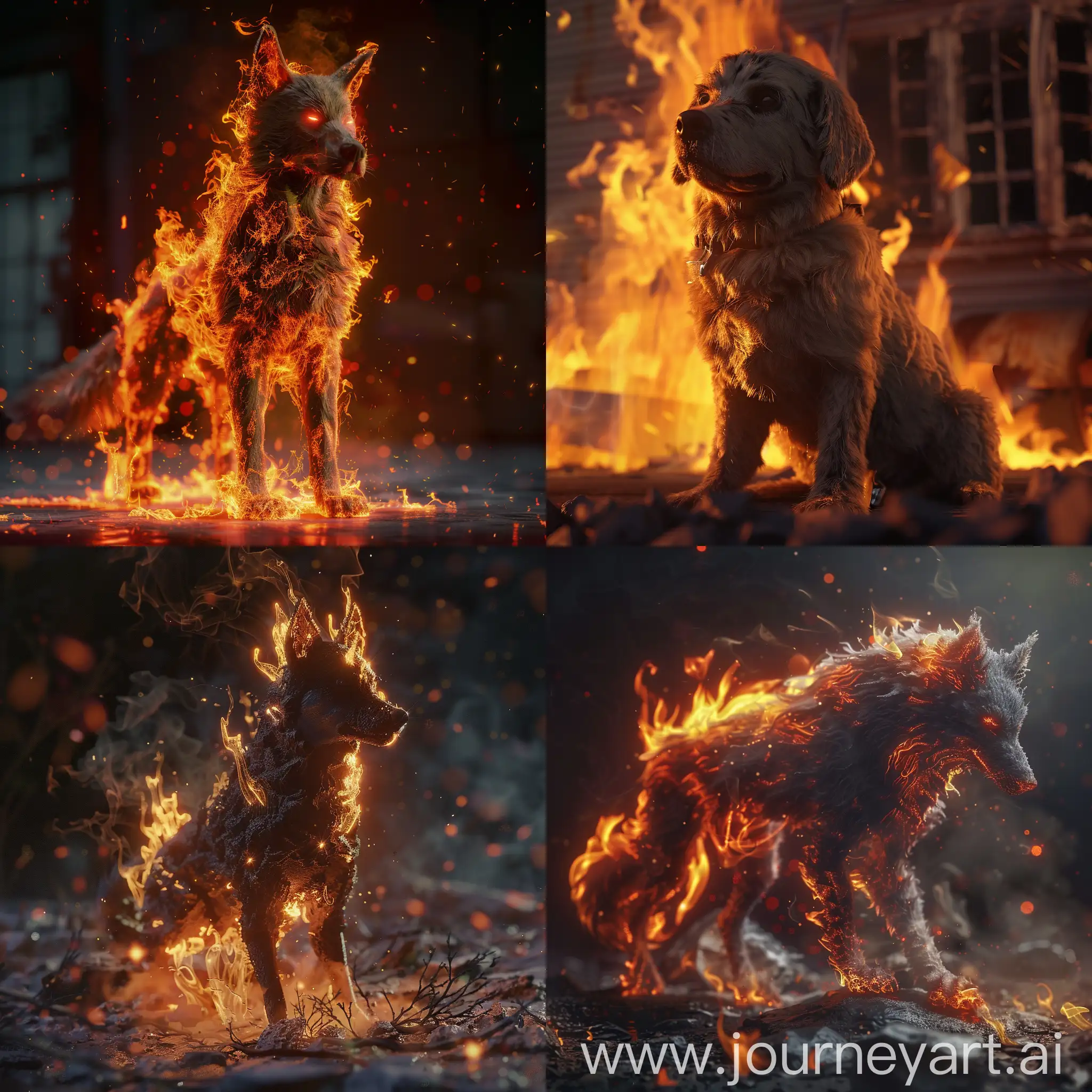 Burning dog :: 3D animation 