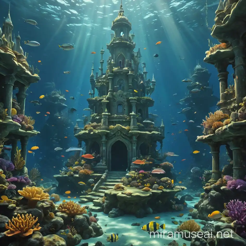 Majestic Underwater Kingdom with Colorful Coral Reefs and Diverse Marine Life