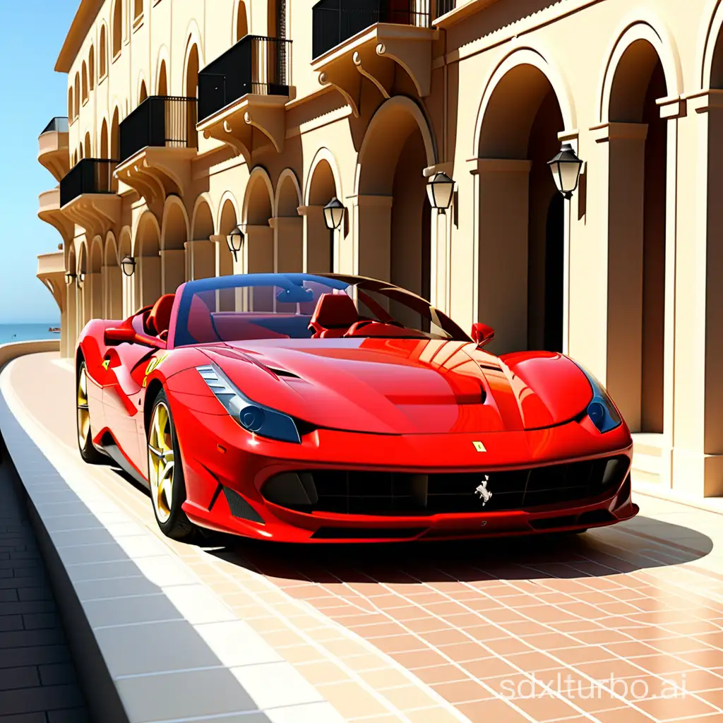 Sleek-Red-Ferrari-Cypier-Racing-Through-Urban-Streets