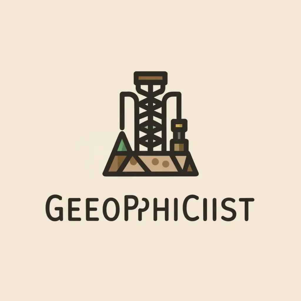 a logo design,with the text "Geophysicist", main symbol:geological hammer, rig, well, mining

,Moderate,clear background