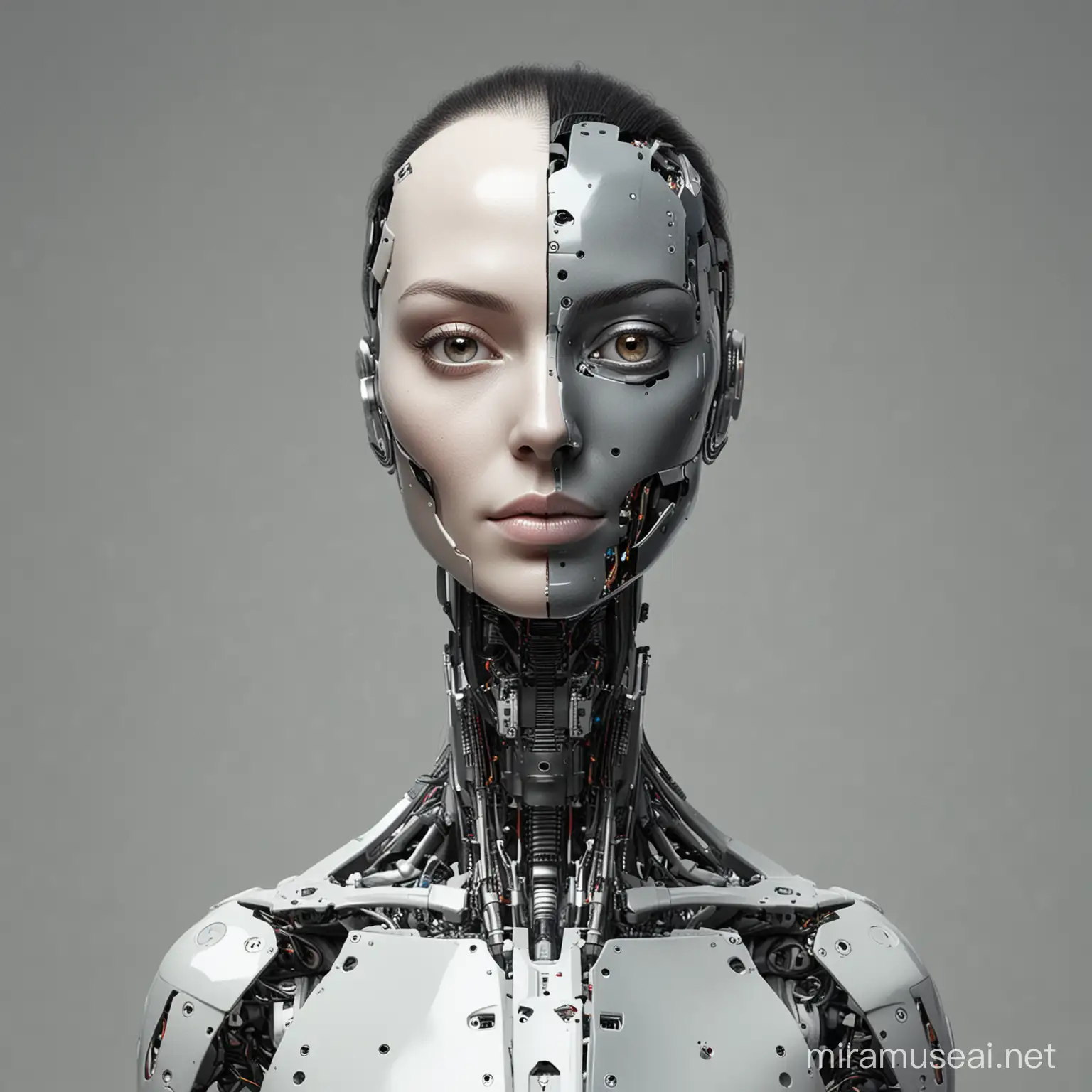 Futuristic Fusion HalfHuman HalfRobot IA
