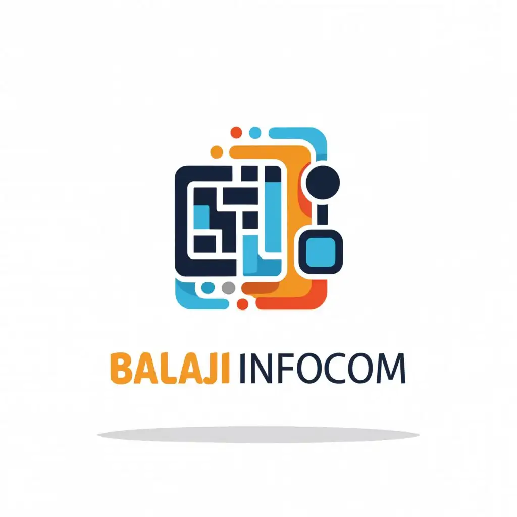 a logo design,with the text "Balaji InfoCom ", main symbol:A mobile/a laptop/computer/tech,Moderate,be used in Technology industry,clear background