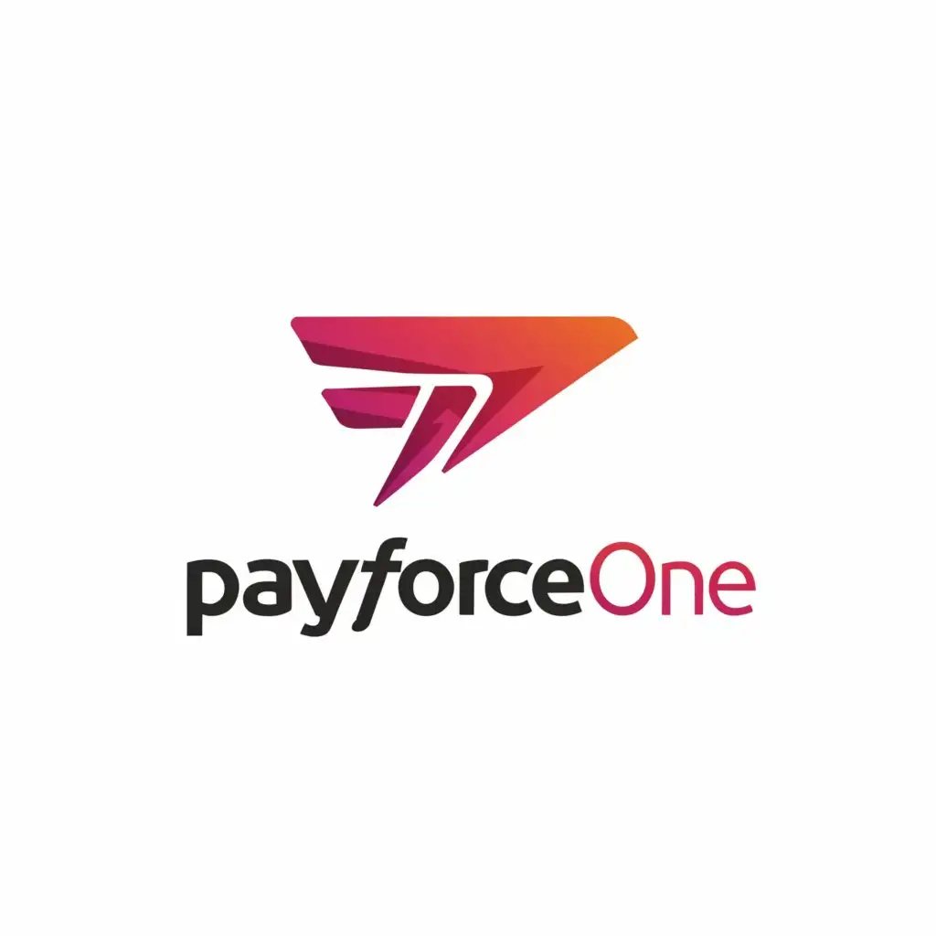a logo design,with the text "Minimalist Logo Design for Payforce One", main symbol:I'm looking for a talented designer to bring my vision for Payforce One's logo to life. The logo should utilize a palette of modern colours to underpin a modern, minimalist aesthetic. It's critical that the company's name, Payforce One, is fully incorporated within the design.

Ideal candidates will have:
- Experience in modern, minimalist designs
- Strong understanding of color theory, particularly in the black/grey and maybe to magenta range.
- A flair for cleverly integrating typography within a logo design.

Ultimately, I need a logo that embodies Payforce One's forward-thinking ethos in a sleek, standout manner. I look forward to seeing your creations.,Moderate,clear background