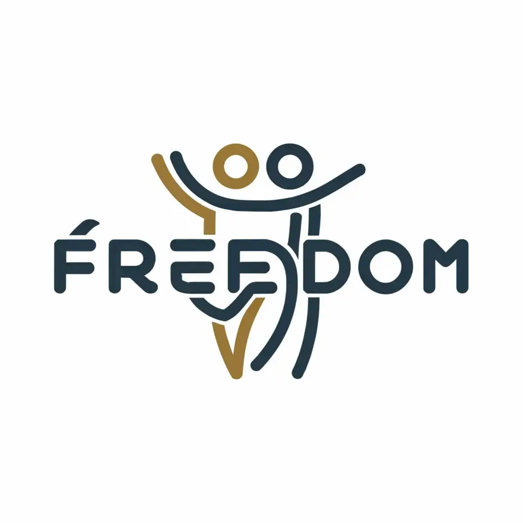 a logo design,with the text "freedom", main symbol:people freedom and engoyment,Moderate,clear background
