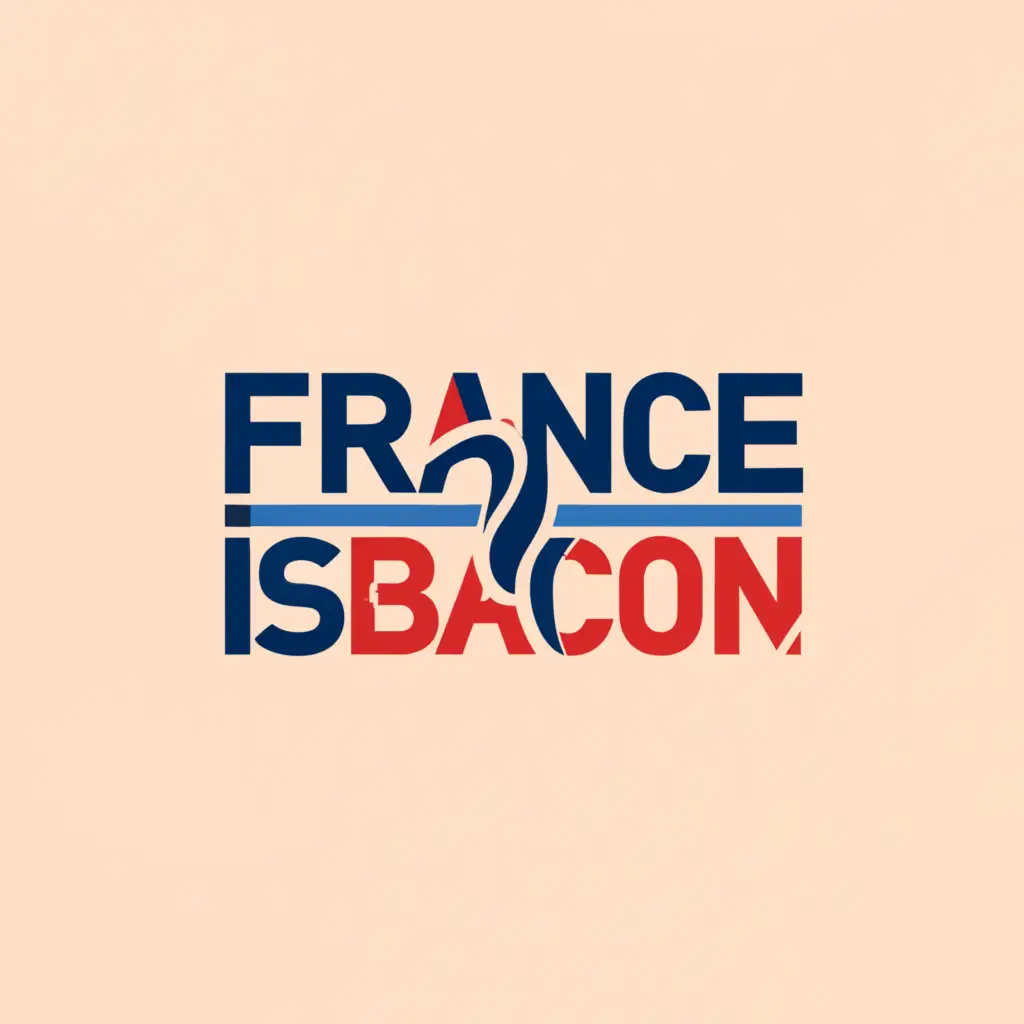 a logo design,with the text 'FranceIsBacon', main symbol:a rectangular logo design, only use blue, white and red, modern and bold font, with the text 'FranceIsBacon', with slogan text 'Discover Your Next Chapter', main symbol: FranceIsBacon, Discover Your Next Chapter, simple, abstract, clear background, rectangular, simple, abstract, clear background, to be used in the education industry, clear background