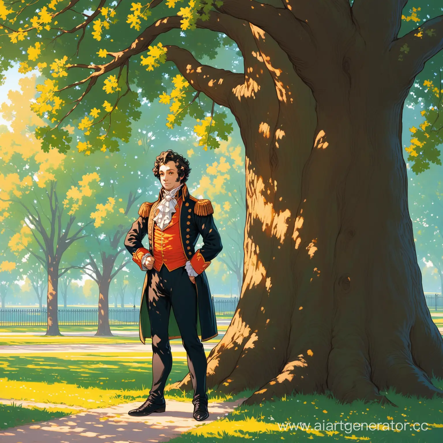 Pushkin-Standing-Next-to-an-Oak-Tree-in-the-Park