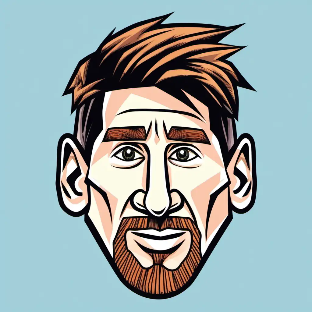 Cartoon sticker of lionel messi in miami, celebrating a goal on Craiyon