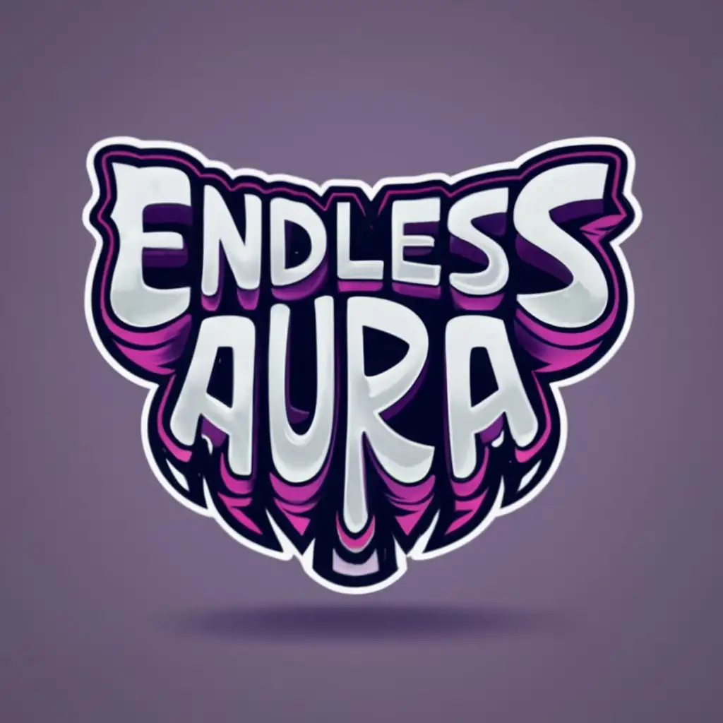 logo, Anime RPG game typography glowing text with purple and white colors heavy stroke, with the text "Endless Aura", typography, be used in Entertainment industry