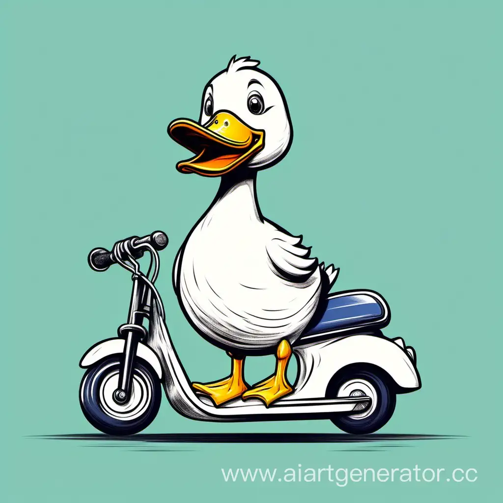 Adorable-Duck-Riding-a-Scooter-with-Expressive-Eyes