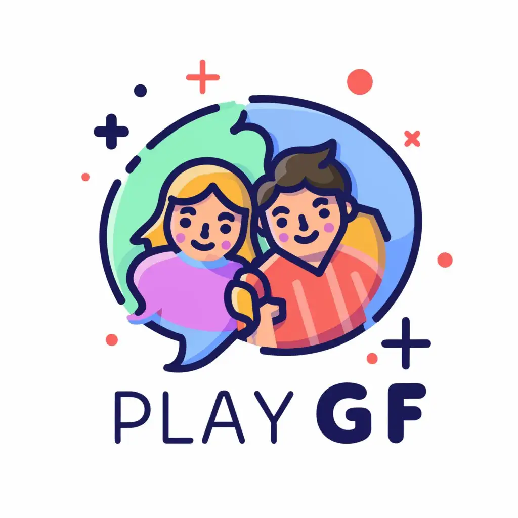 LOGO-Design-For-PlayGF-Chat-Room-Girls-Boys-Symbol-in-Moderate-Style
