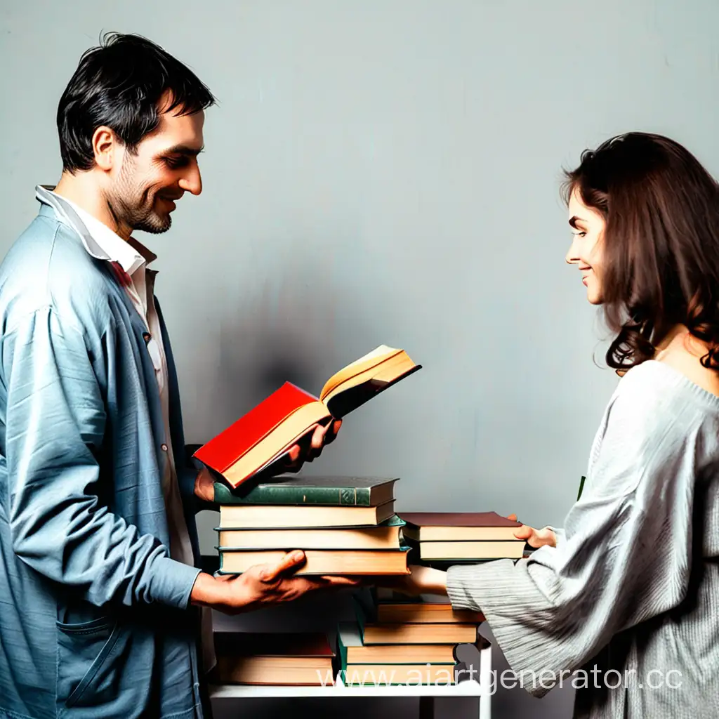 Generous-Man-Gifting-Books-to-Woman