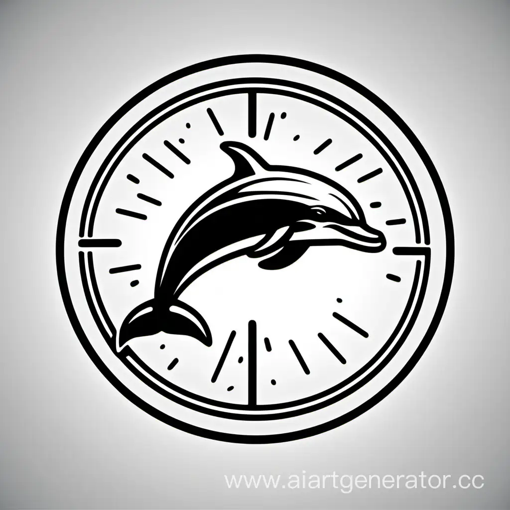 Radiation-Sign-Icon-with-Dolphin-in-Black-and-White-Outline