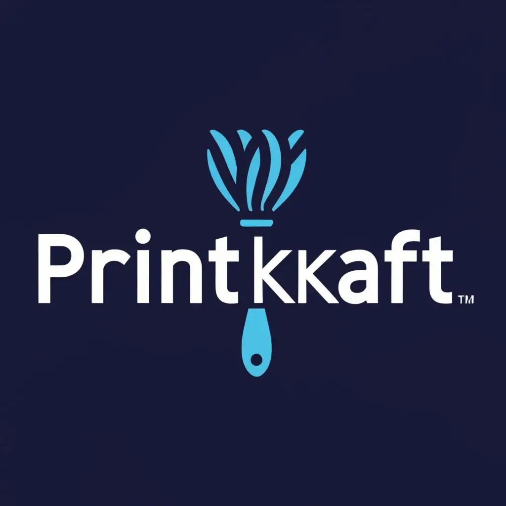 a logo design,with the text "PRINTKRAFT", main symbol:PAINTBRUSH