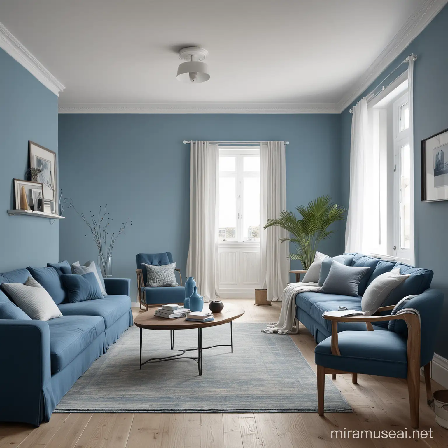Renew Blue Home Interior Serene Modern Living Room Makeover