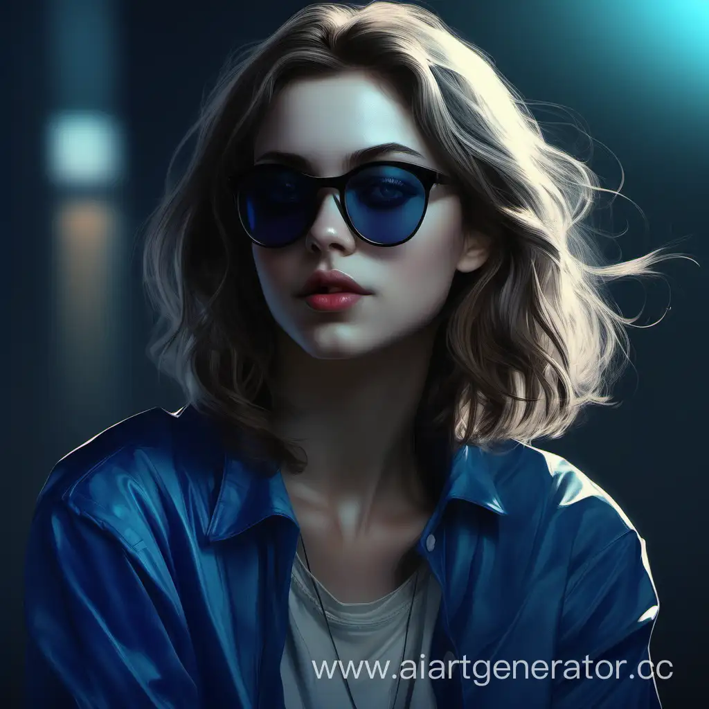 Cool-and-Cute-Girl-in-Dark-Shades-Realistic-4K-Art-with-Blue-Eyes-ShoulderLength-Hair-and-Glasses