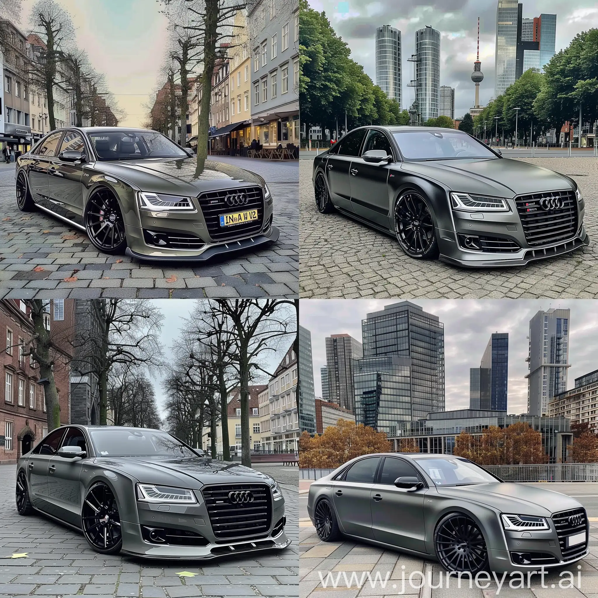 Realistic-Gray-Audi-A8-2008-with-Black-Rims-Parked-in-Urban-Germany
