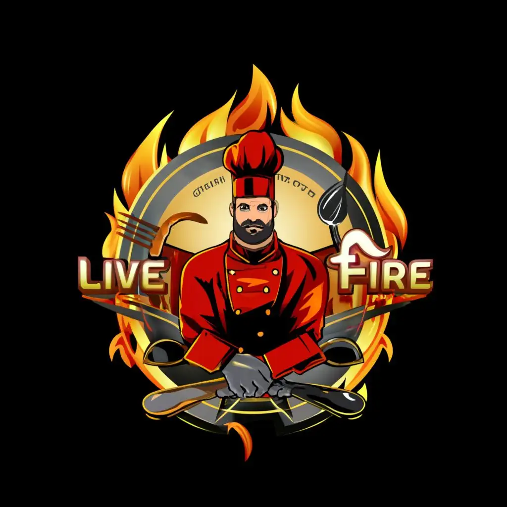 LOGO-Design-For-Live-Fire-Dynamic-Chef-Hat-with-Fiery-Typography