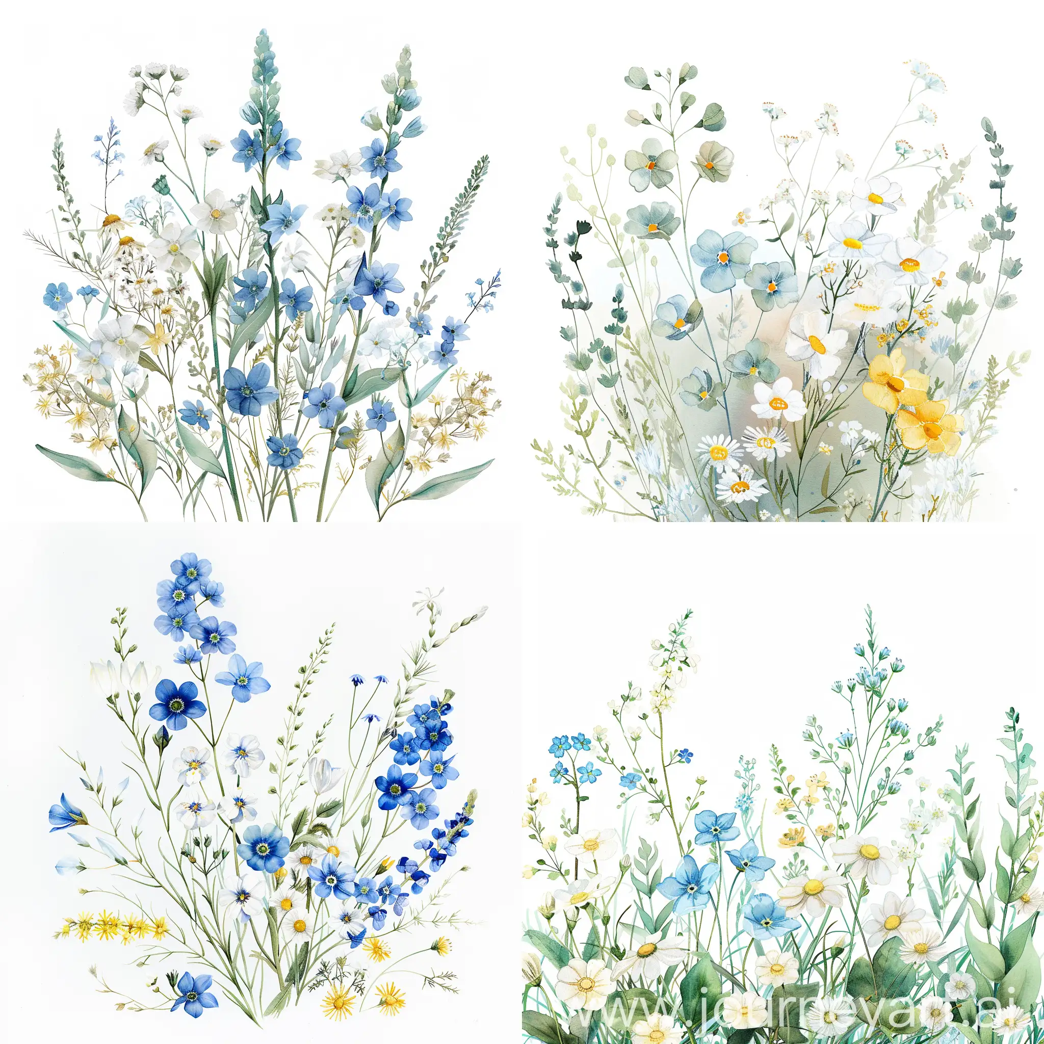 Watercolor-Wildflower-Bouquet-on-White-Background