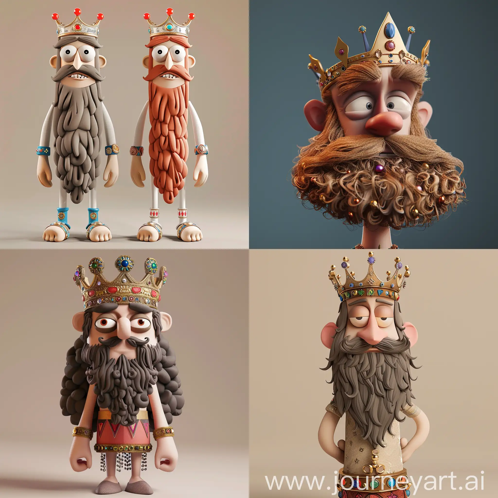 3d toy, looks like ken, has a bushy beard, a crown, has jewels, tall, labryths, arab king skinny