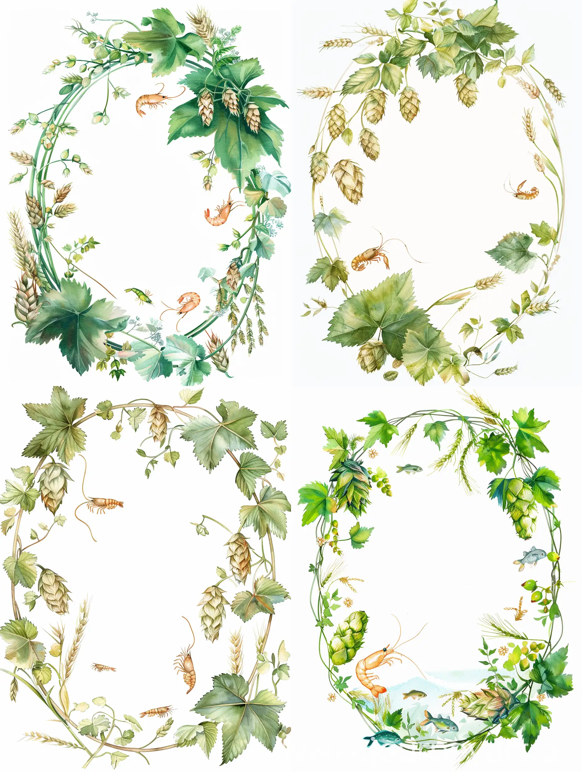 Botanical-Elegance-Oval-Frame-with-Hop-Leaves-Barley-and-Marine-Elements