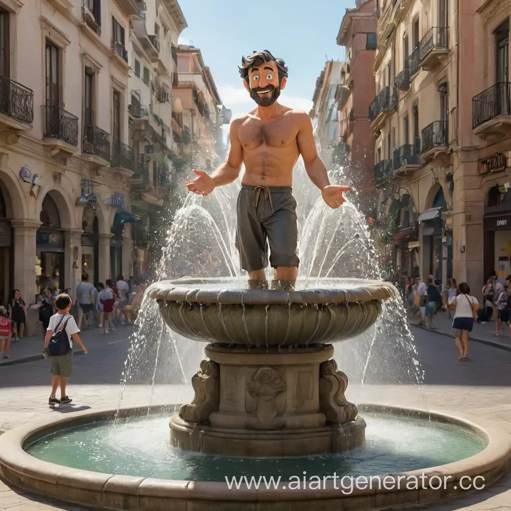 Whimsical-Cartoon-Man-Fountain-in-a-Park