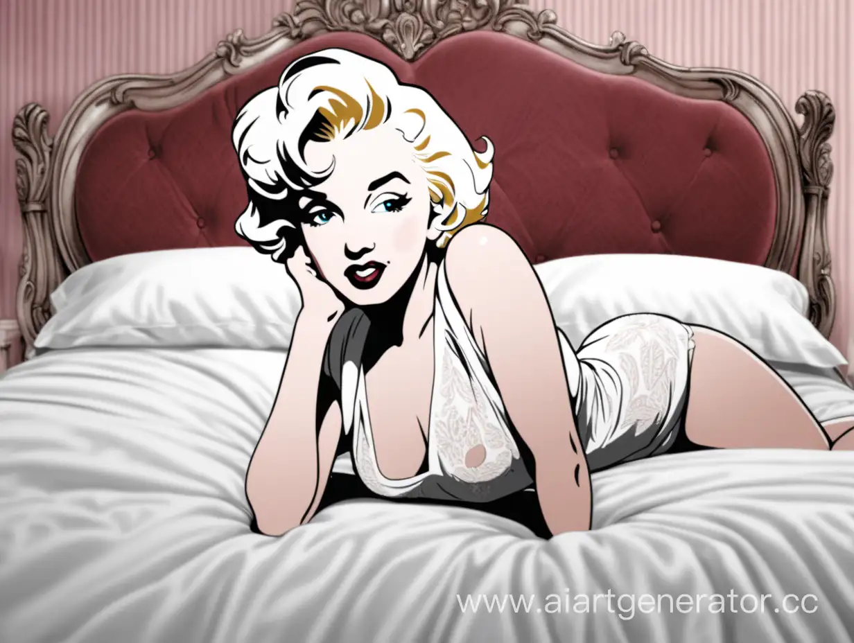 Anime-Style-Marilyn-Monroe-on-Bed