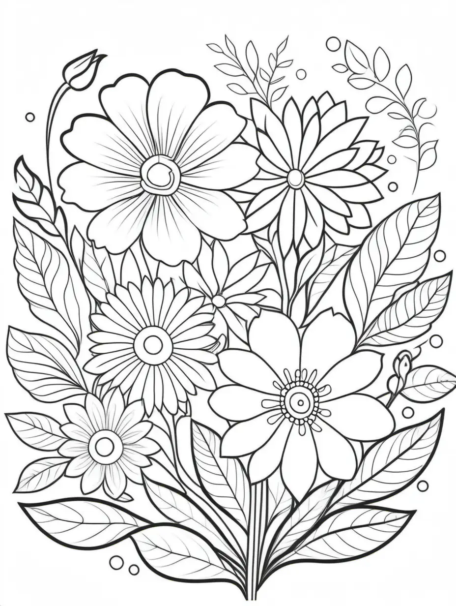 Floral Elegance Coloring Page in Clean Black and White