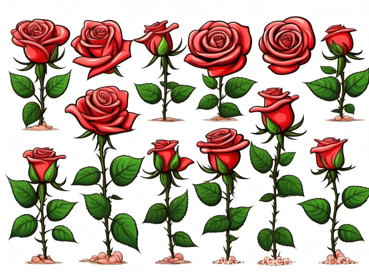 Cartoon-Rose-Growth-Stages-Illustrated-on-a-Clean-White-Background
