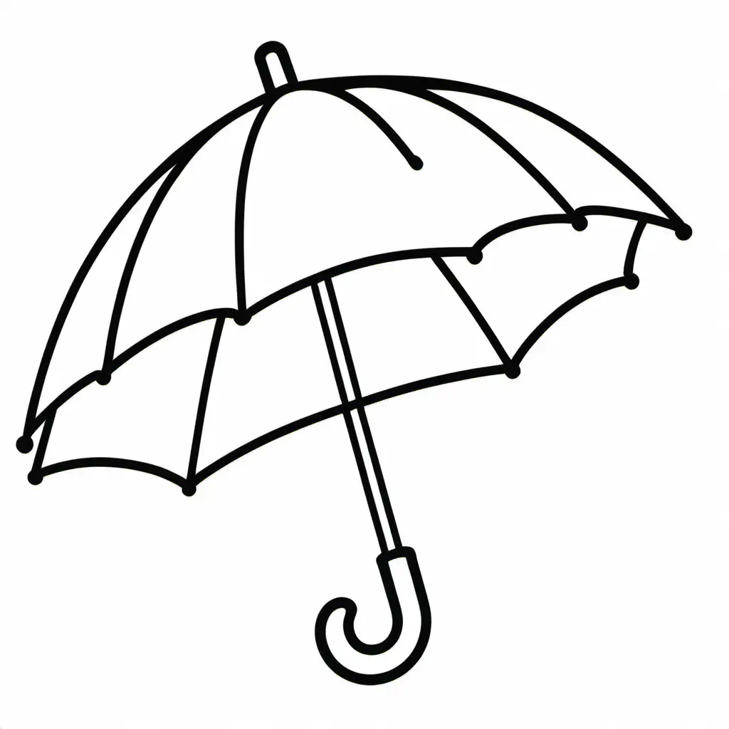 coloring image for kids, thick solid line, umbrella, no background, white background