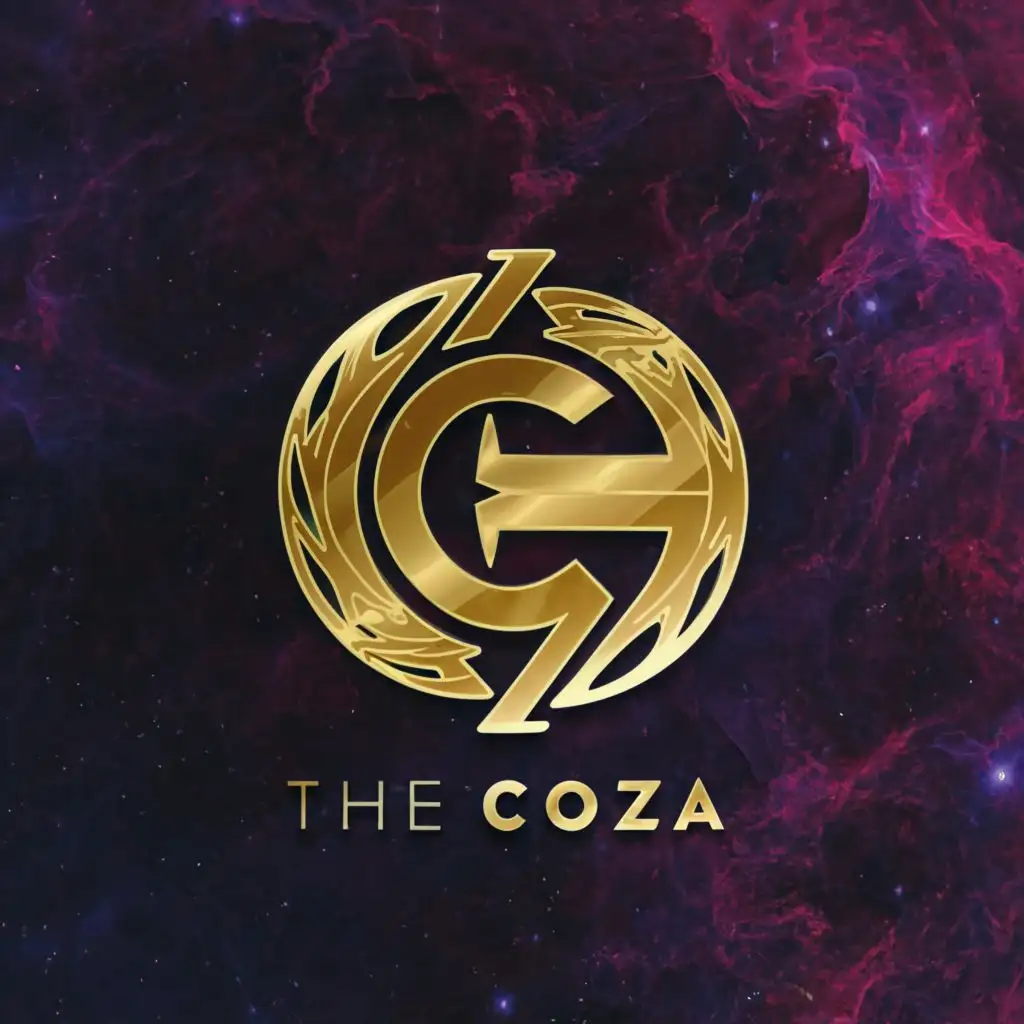 a logo design,with the text "The Coza", main symbol:Champion, Fire, Galaxy, Lightning, Crumrine, Big Gold,Moderate,be used in Entertainment industry,clear background