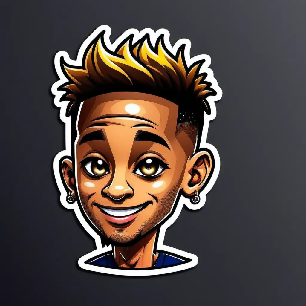 Neymar JR Cartoon Sticker Playful and Vibrant Digital Art Illustration