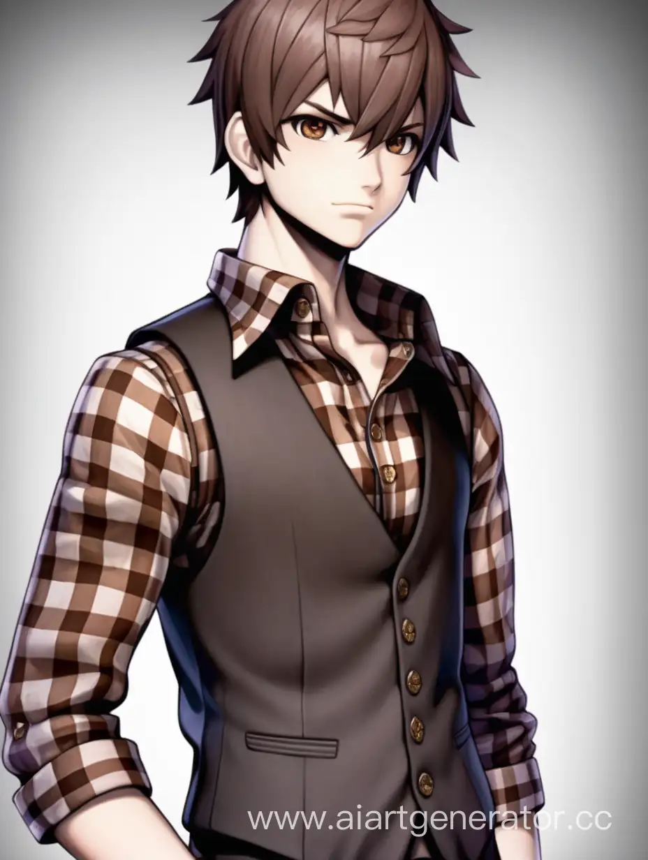The "Absolute Chess Player" from the Danganronpa series of games. This is a boy of average height. He wears a brown plaid shirt, a black vest and dark trousers.