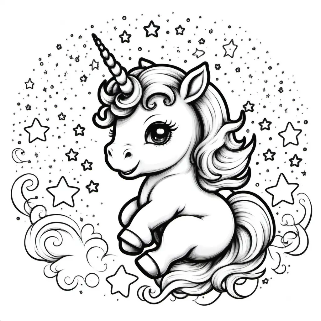 Cute sitting baby unicorn cartoon. - Stock Illustration [49540586] - PIXTA