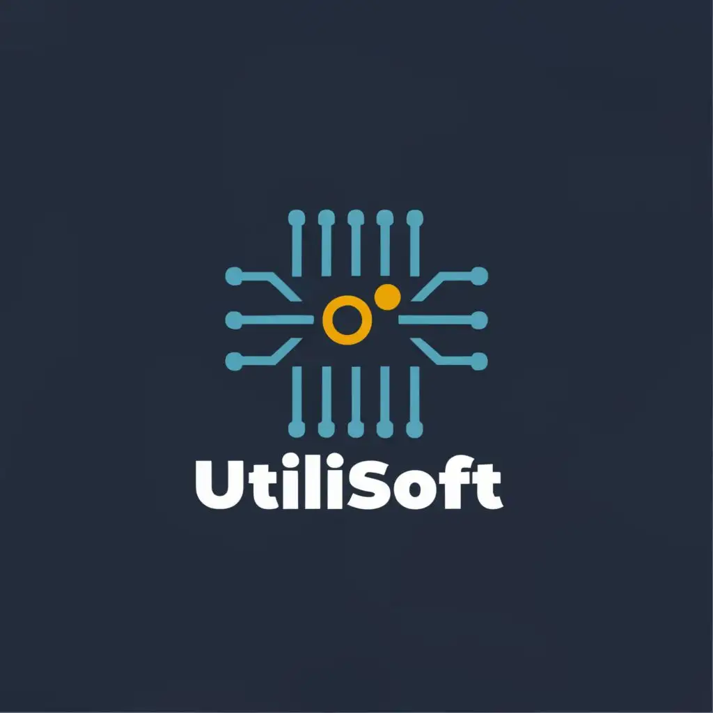 logo, a chip, with the text "UTILISOFT", typography, be used in Technology industry