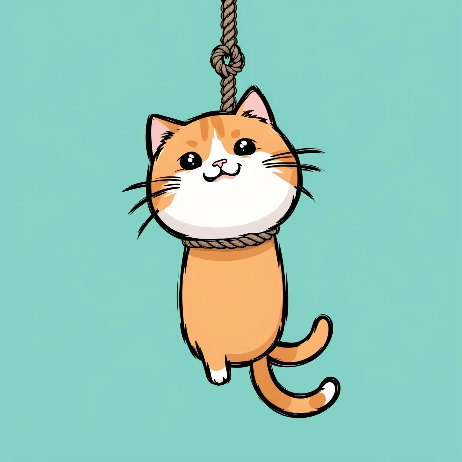 Cartoon Cat Hanging on Noose with White Background