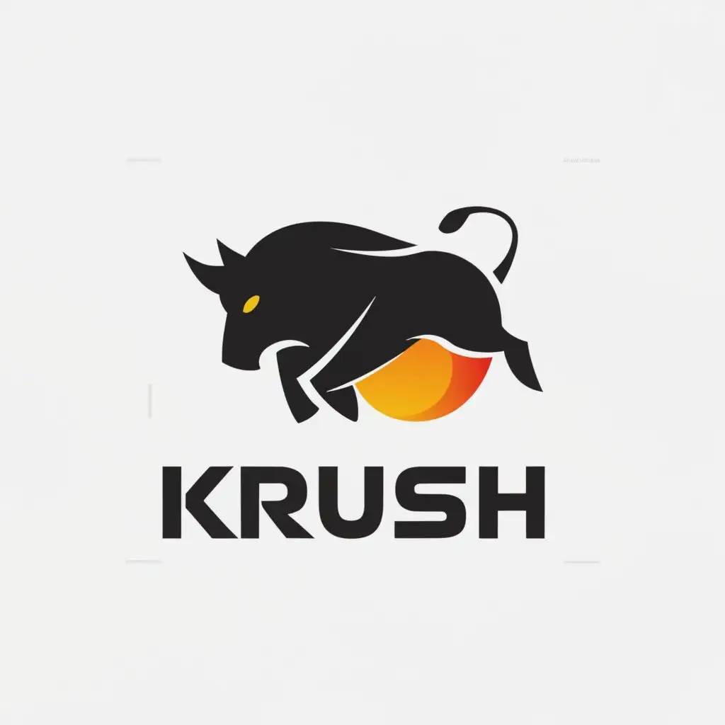 a logo design,with the text "Krush", main symbol:Bull jumping over golf ball,Minimalistic,be used in Entertainment industry,clear background